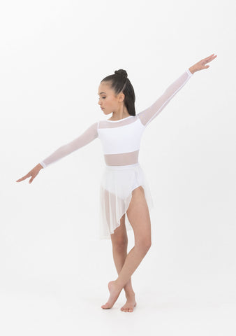 Dance model wearing Studio 7 Alice Skirt in White front view