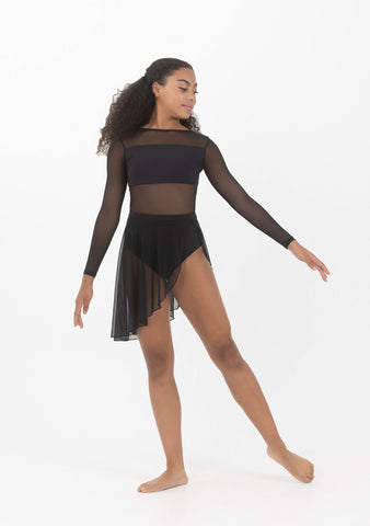 Dance model wearing Studio 7 Alice Skirt in Black front view