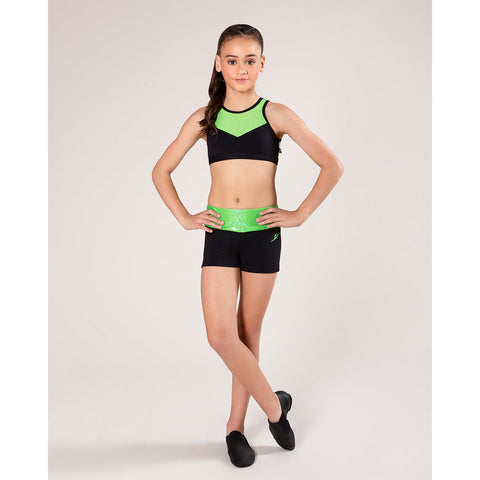 Kylie Short - Shattered Glass (Child) bottoms Energetiks Fluro Lime X-Small 