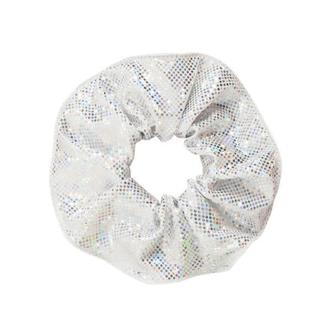 Energetiks Silver Shattered Glass Scrunchie close up flat lay